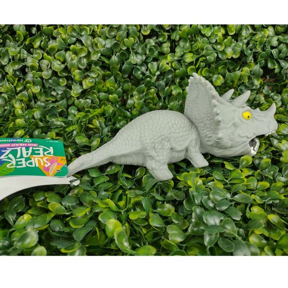 Triceratops Dinosaur Squishy Toy Figure Squeezable Dino Squish Squeeze Sand Gray - Picture 7 of 15
